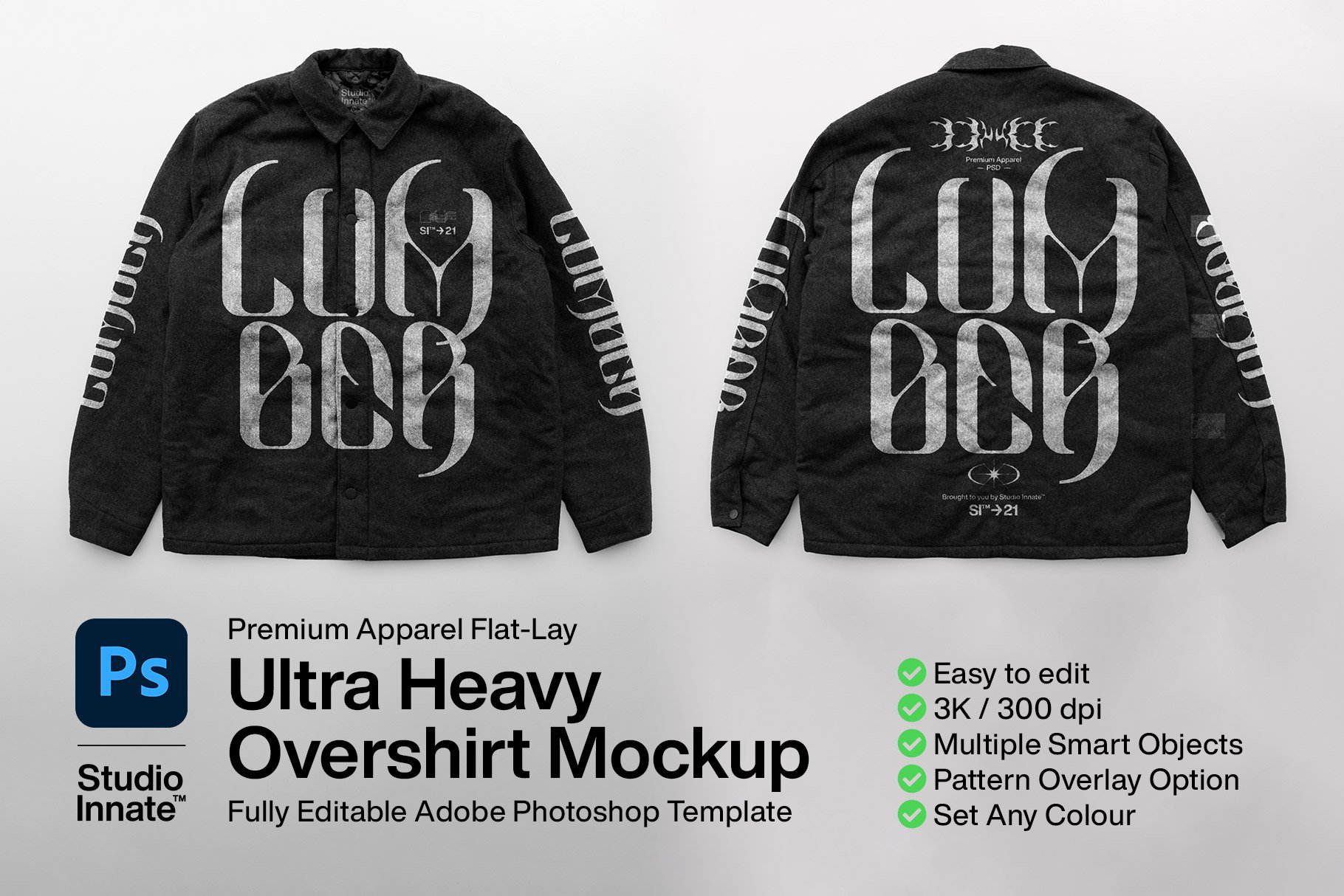 潮流宽大男士外套夹克衫印花图案设计贴图样机模板 lumber –