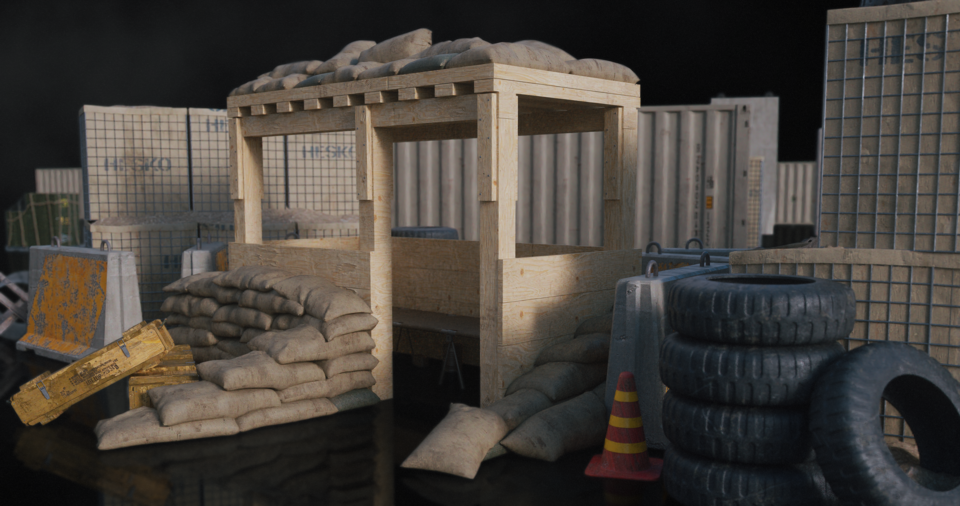 超大沙丘軍隊營地哨所碉堡屯堡3d模型設計素材kitbash3d–military