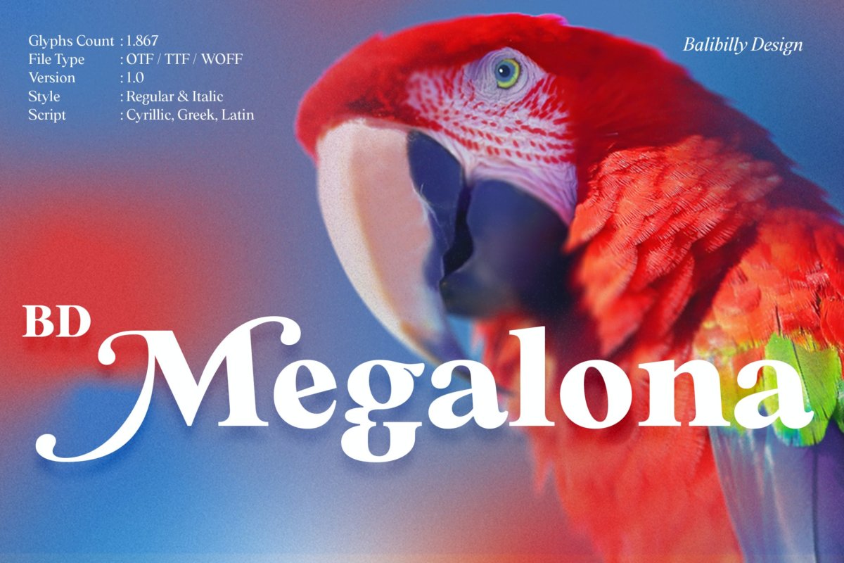 时尚复古海报标题徽标Logo设计衬线英文字体素材 BD Megalona | Text Serif Font Family插图