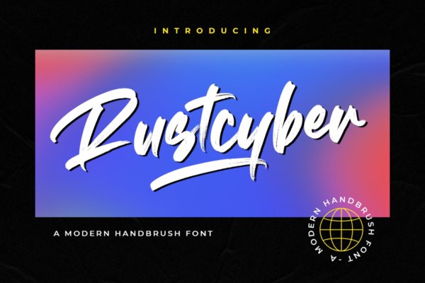 现代优雅海报标签徽标logo设计手写英文字体素材 Rustcyber – Brush Font