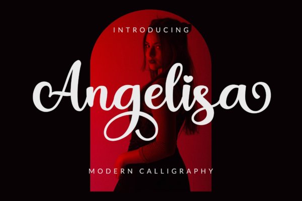 现代时尚杂志海报徽标logo设计手写英文字体素材 Angelisa