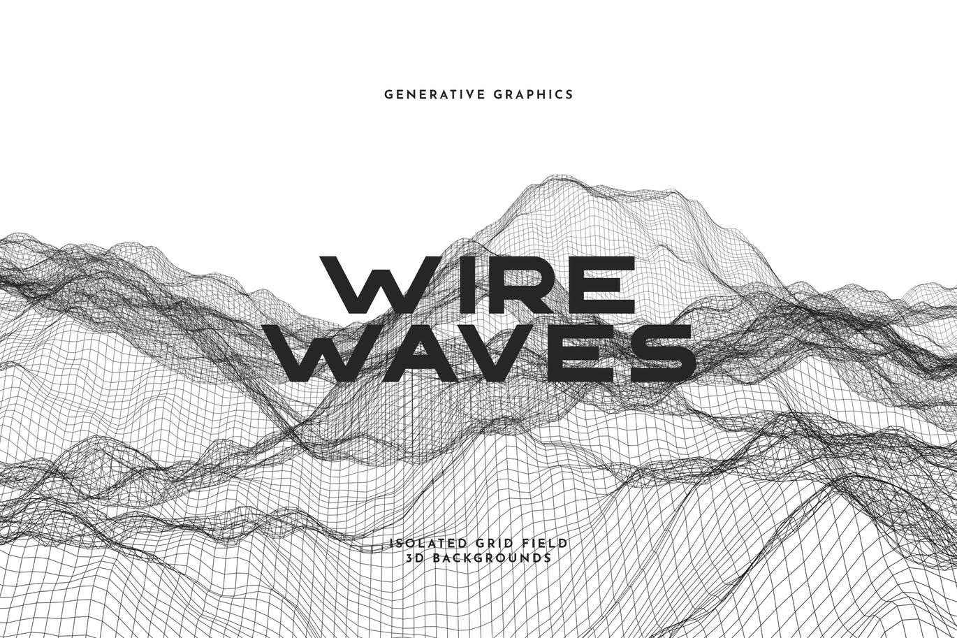 10款黑色流动波浪网格纹理海报设计背景图片合集 Wire Waves Background Set插图