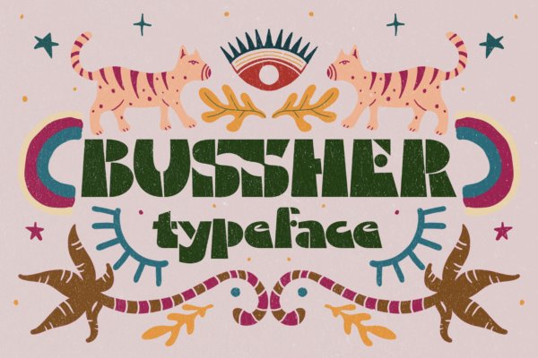 经典复古海报标牌社交媒体设计无衬线英文字体素材 Bussher Typeface