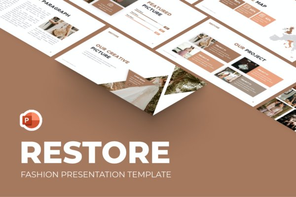 现代时尚女性服装作品集演示文稿设计模板 Restore Fashion Powerpoint Template