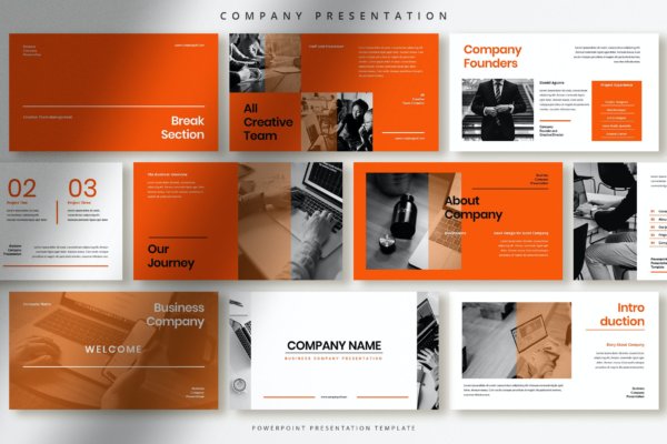 优雅公司介绍作品集图文排版设计ppt模板 Company Presentation Template