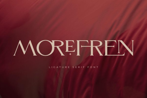 优雅怀旧杂志标志社交媒体设计衬线英文字体素材 Morefren – Serif Ligature Font