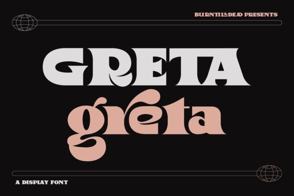 潮流逆反差品牌徽标Logo海报标题衬线英文字体素材 Greta Font