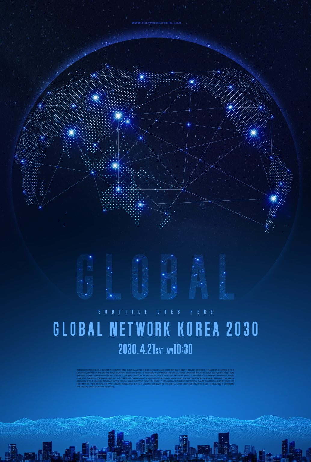 互联网大数据城市背景海报展示设计psd模板素材 internet sale poster