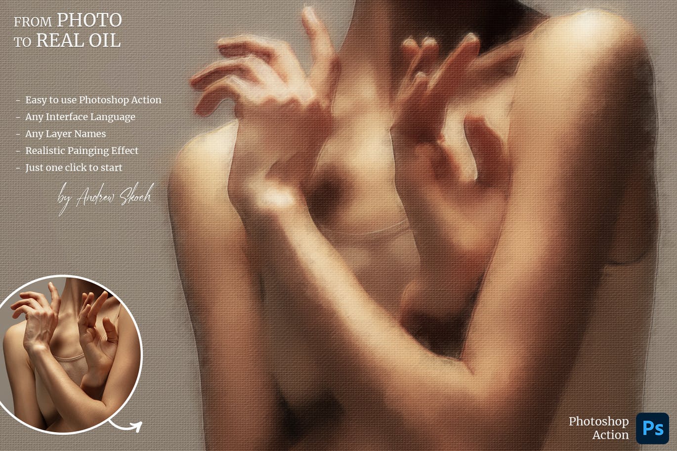 逼真油漆效果照片处理特效PS动作素材 Realistic Oil Painting – Photoshop Action插图2