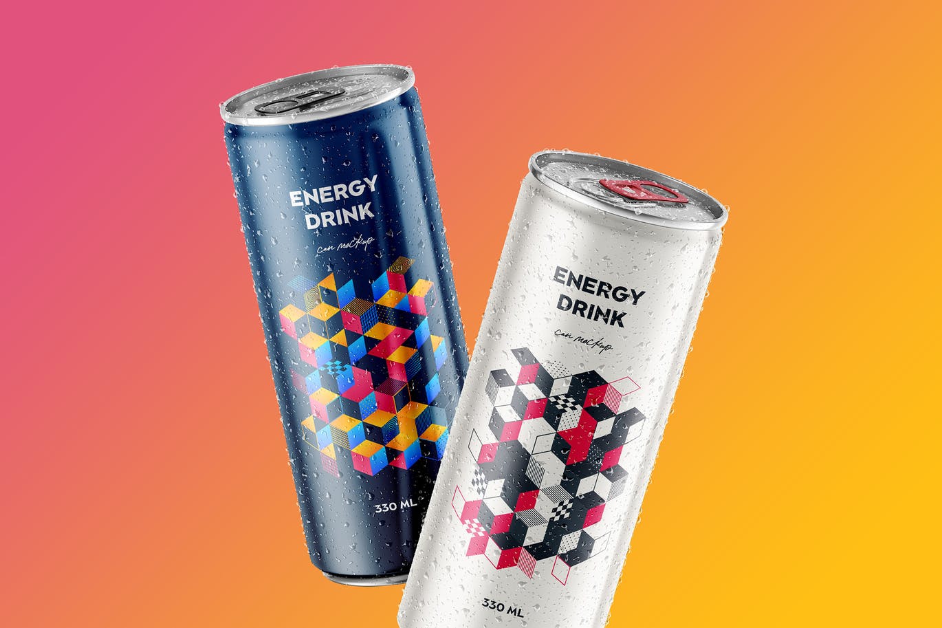 光泽啤酒苏打水金色锡罐设计贴图样机drinkcanmockupscene