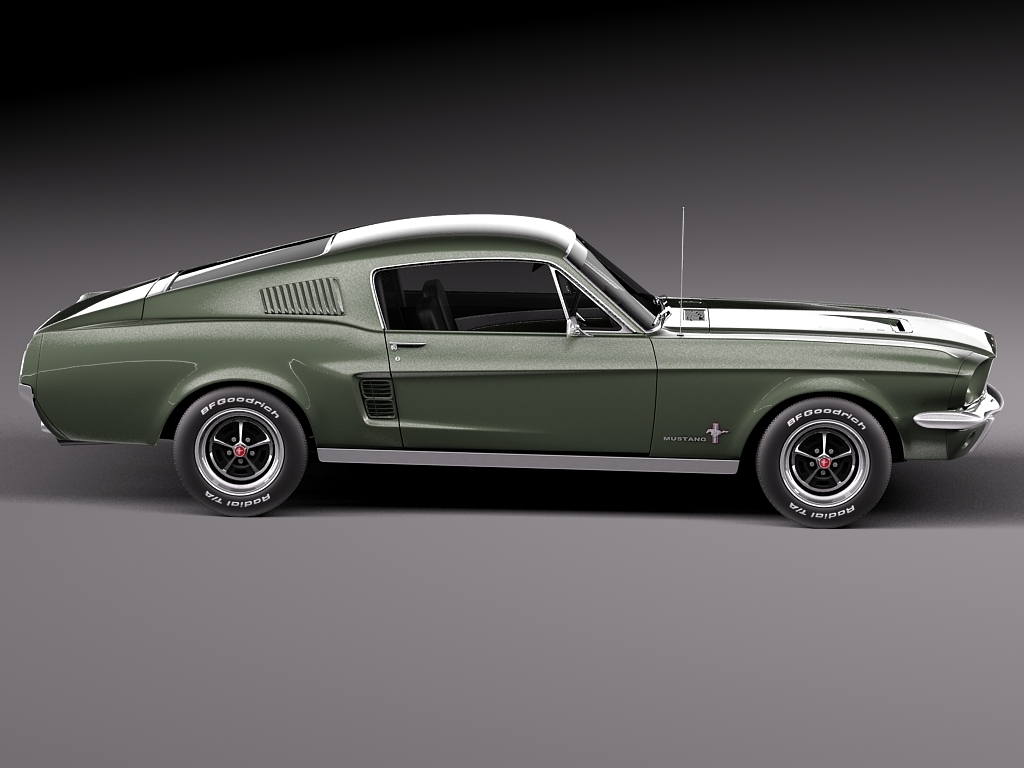 復古1967福特野馬汽車外觀設計3d模型素材fordmustangfastback19673d