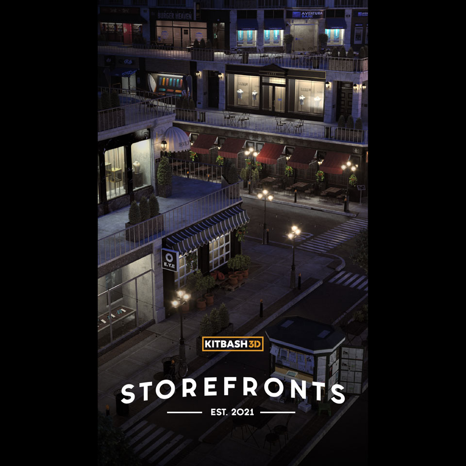 超大商店楼房建筑街道设施3D模型设计素材 Kitbas3D – Storefronts插图2 超大商店楼房建筑街道设施3D模型设计素材 Kitbas3D – Storefronts插图2