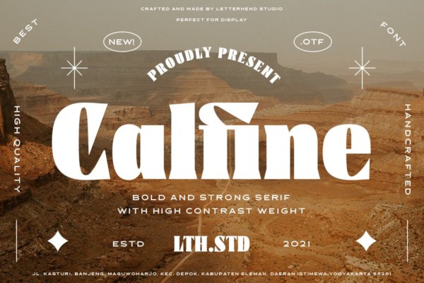 潮流逆反差海报标题徽标Logo设计衬线英文字体素材 Calfine – Bold Serif