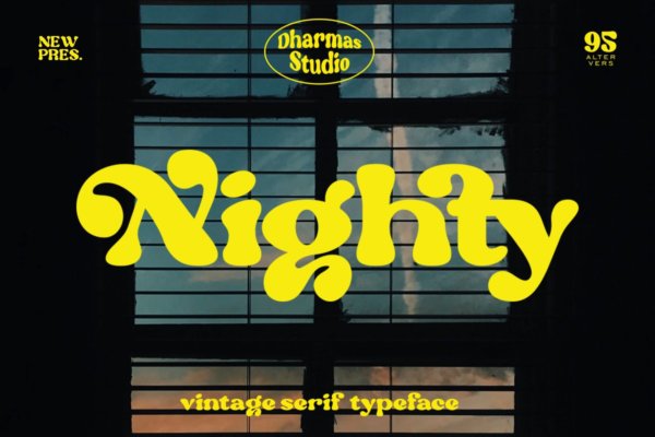 复古优雅杂志海报标题徽标Logo设计装饰英文字体素材 Nighty – Vintage Serif Typeface