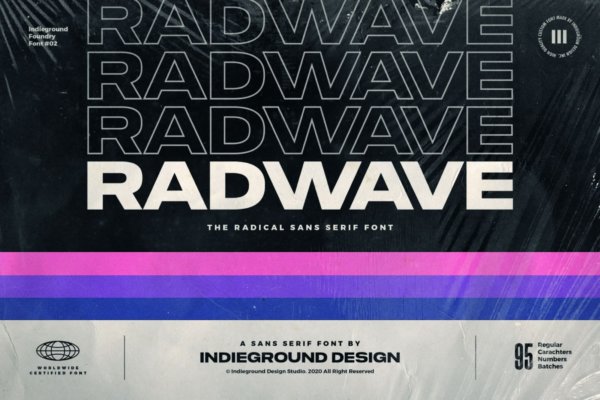 现代时尚宽体海报标题徽标Logo设计无衬线英文字体素材 Radwave Font