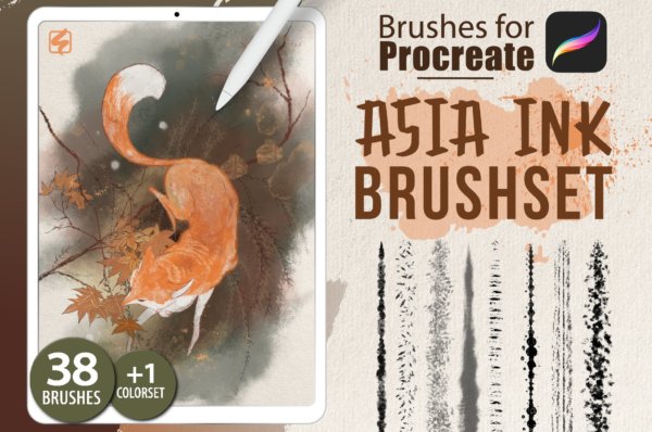 精美颗粒墨水纹理艺术绘画iPad Procreate笔刷素材 Procreate – Asia Ink Brushes