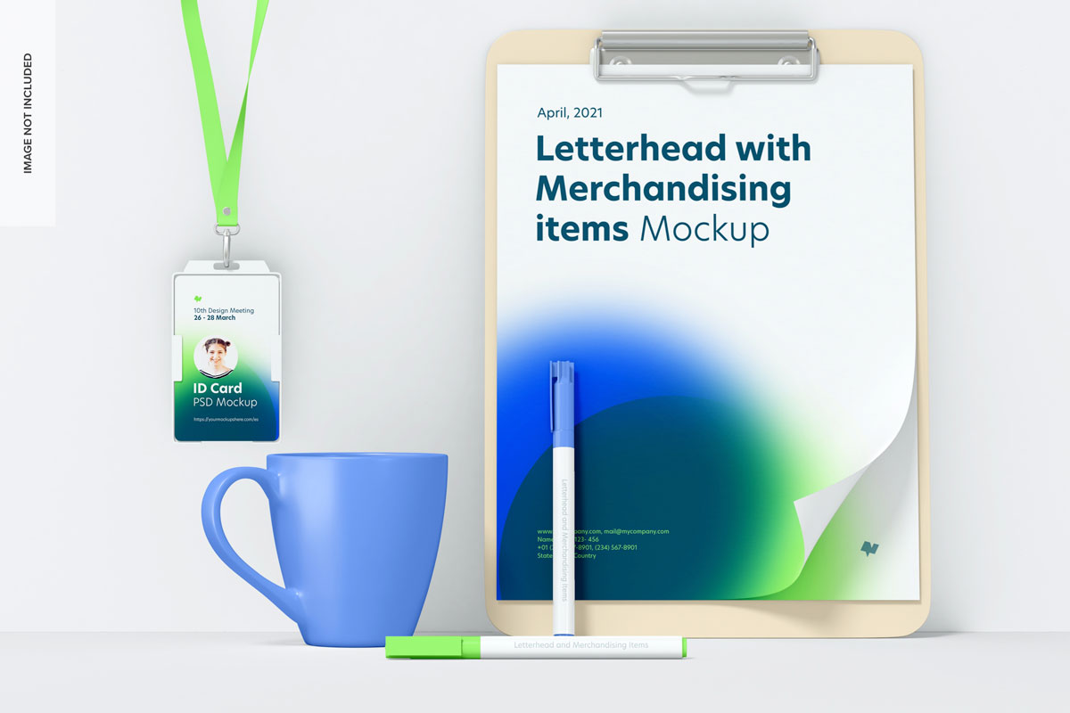 时尚品牌VI设计办公吊牌信纸优盘贴图样机模板 Stationery With Usb Flash Drives Mockup插图1
