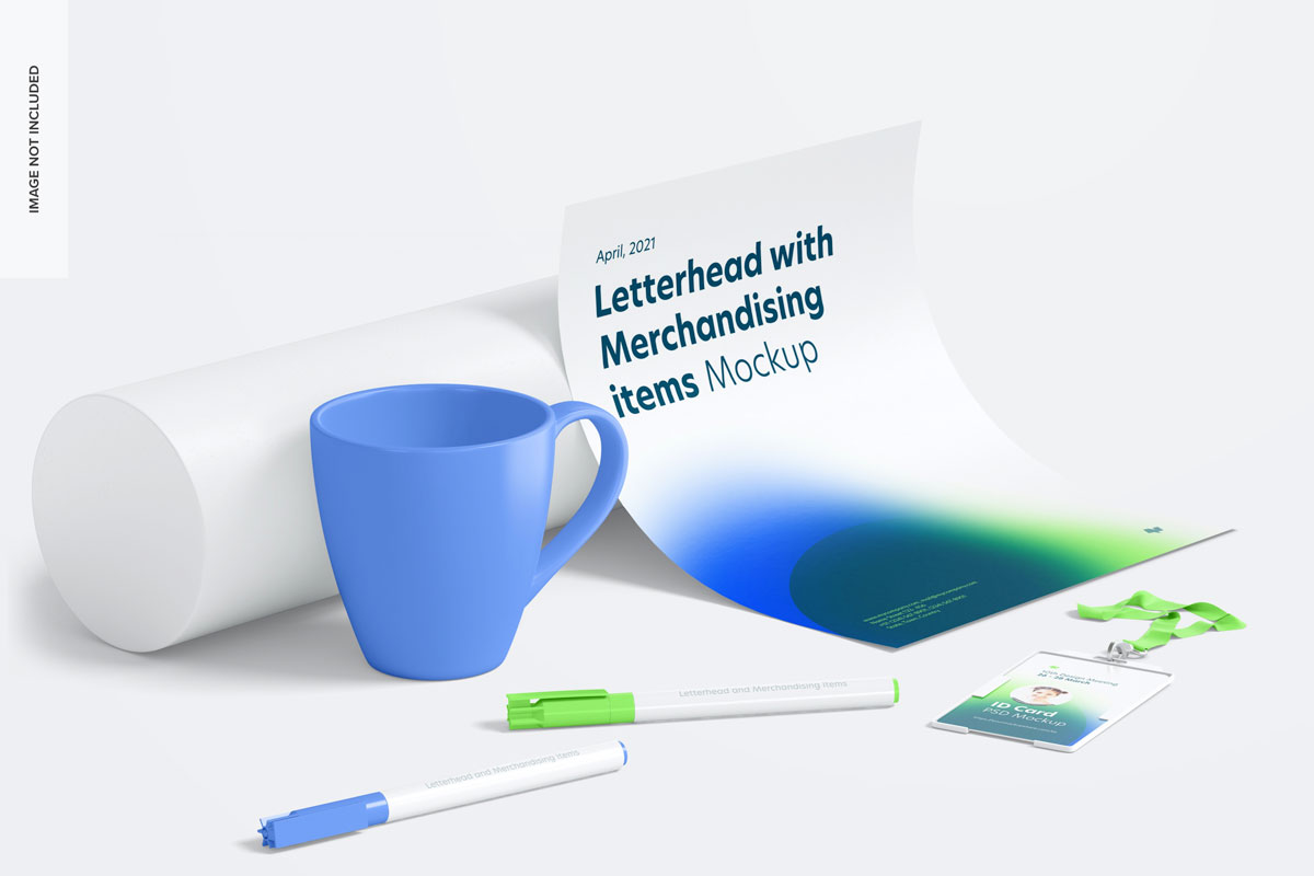 时尚品牌VI设计办公吊牌信纸优盘贴图样机模板 Stationery With Usb Flash Drives Mockup插图2