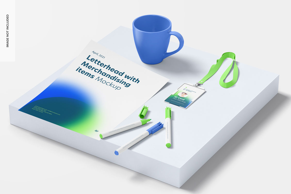 时尚品牌VI设计办公吊牌信纸优盘贴图样机模板 Stationery With Usb Flash Drives Mockup插图7