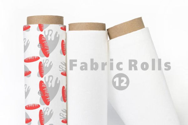 现代优雅纺织面料印花图案设计贴图样机模板 Fabric Rolls Mockup | Layered