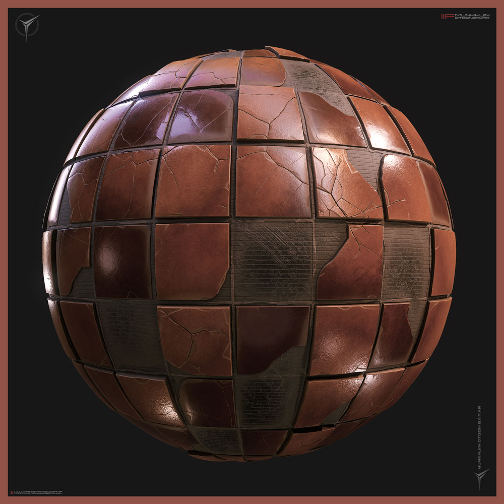 4K超清瓷砖地板贴图C4D材质预设模板 Cracked Tile – 4K Textures插图2