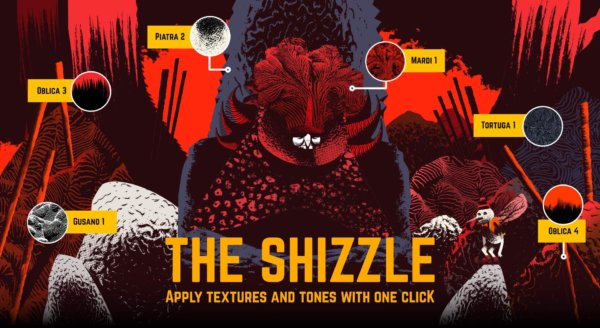 潮流复古做旧毛刺纹理艺术绘画Affinity Designer笔刷样式套装 The Shizzle Style and Brush Pack