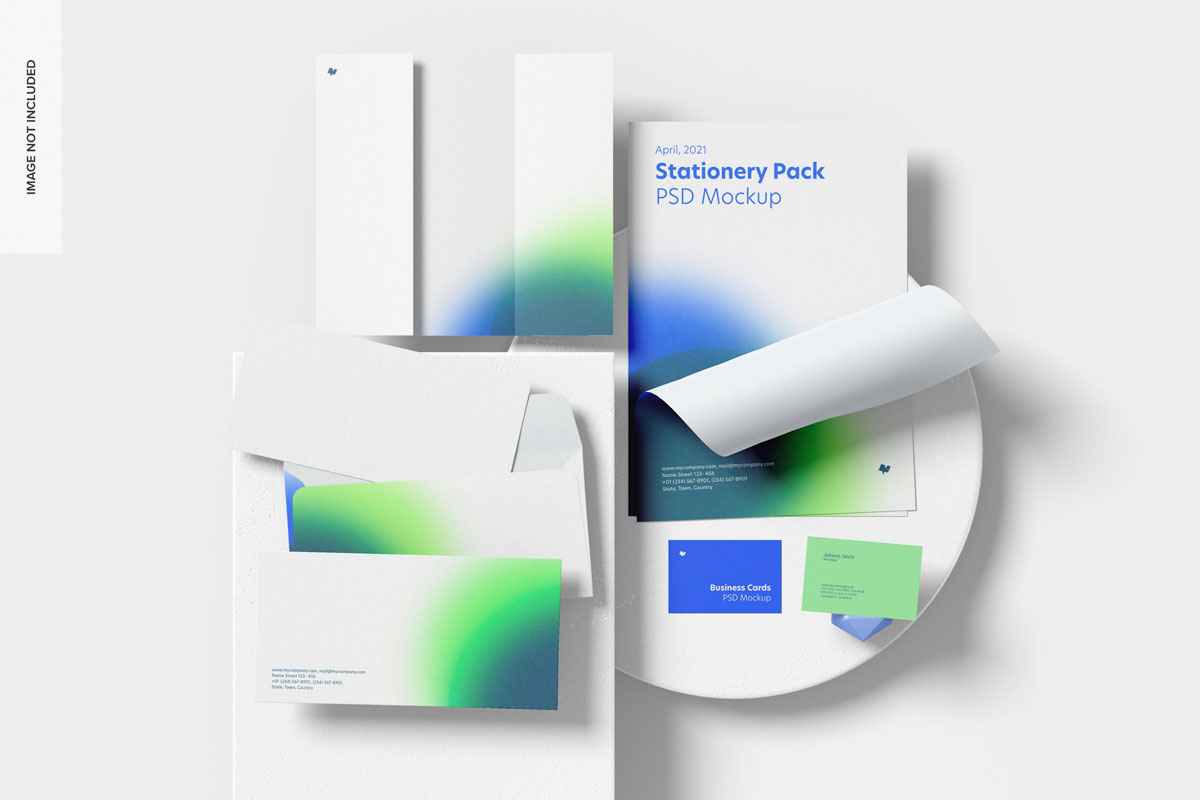 时尚品牌VI设计办公吊牌信纸优盘贴图样机模板 Stationery With Usb Flash Drives Mockup插图3