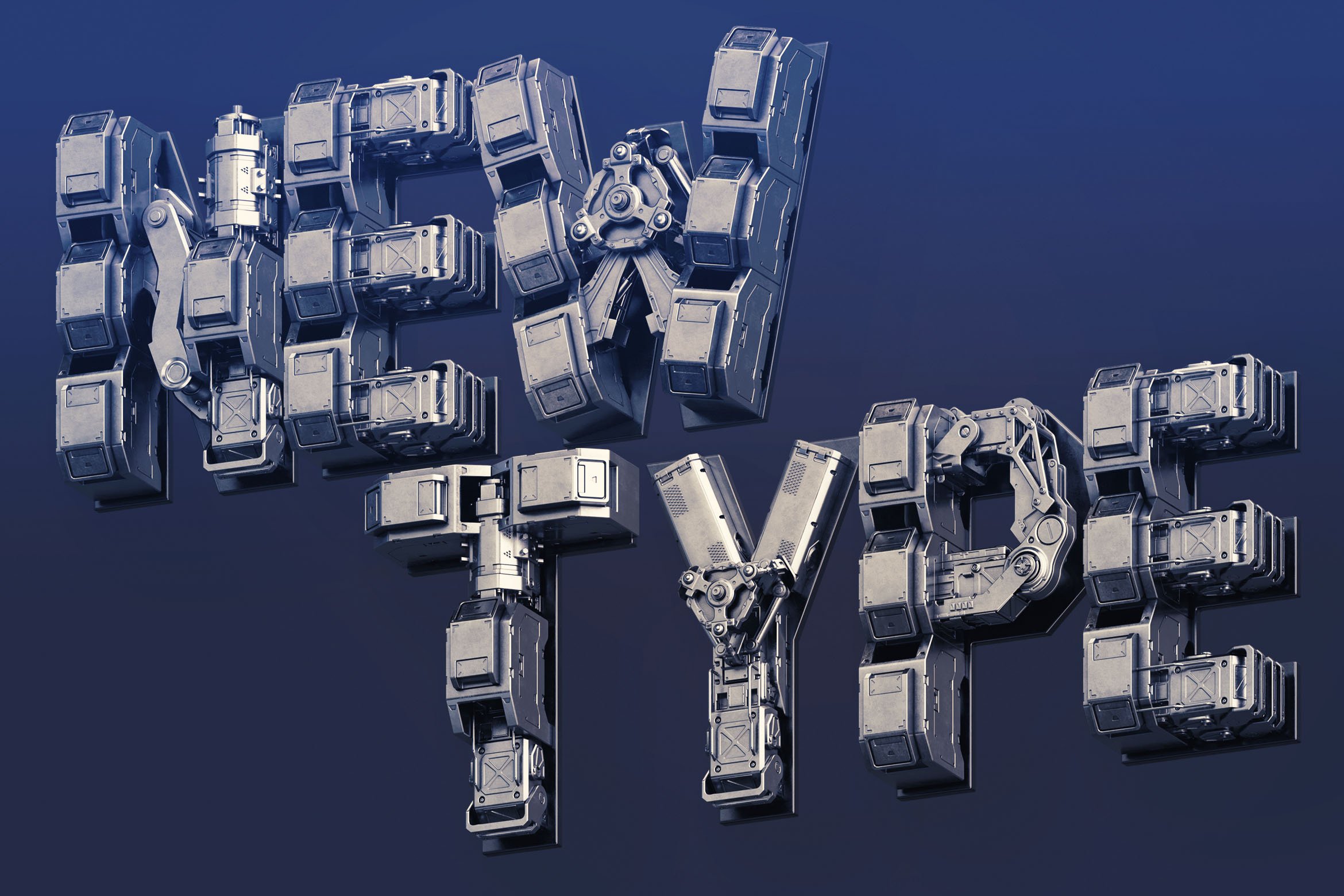 未来派科幻机能变形金刚3d金属字母数字png透明背景图