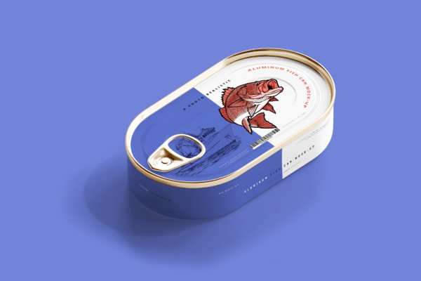 铝制鱼罐头易拉罐设计ps贴图样机素材 aluminum fish can mockup