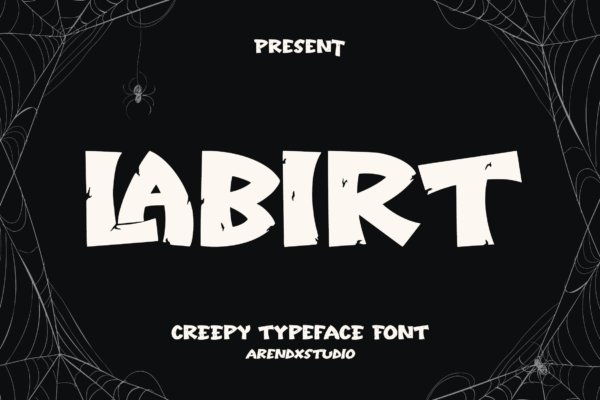 潮流时尚海报标识徽章设计装饰性英文字体 Labirt – Creepy Typeface Font