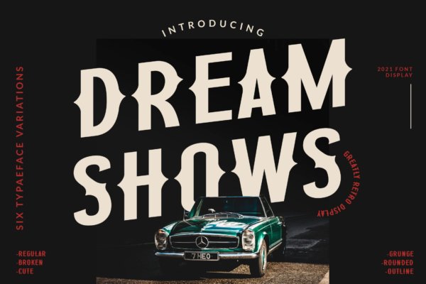 时尚复古杂志海报徽标logo设计无衬线英文字体 Dream Shows Vintage Business Font