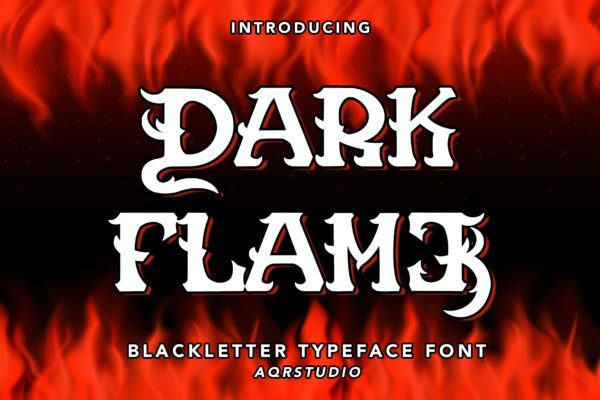 现代品牌商标徽标logo设计衬线英文字体 Dark Flame – Blackletter Font