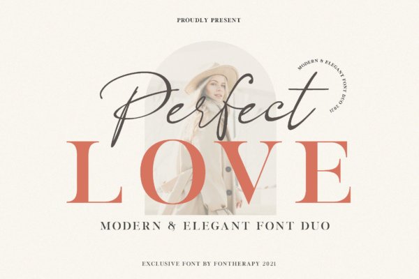 时尚海报服装徽标logo设计无衬线英文字体 Perfect Love Elegant Business Font