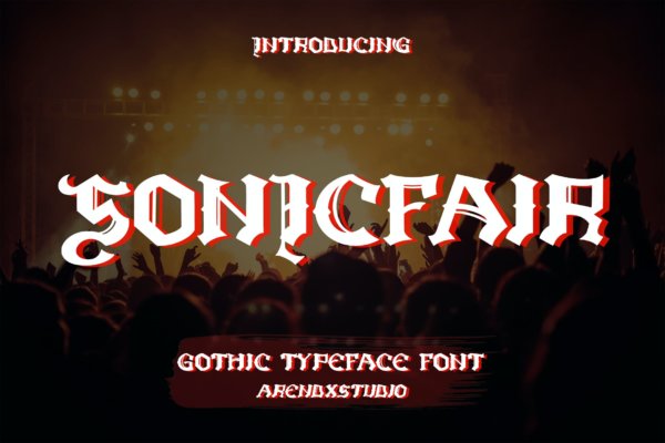 现代哥特式风格海报标识徽章设计装饰性英文字体 Sonicfair – Gothic Typeface Font