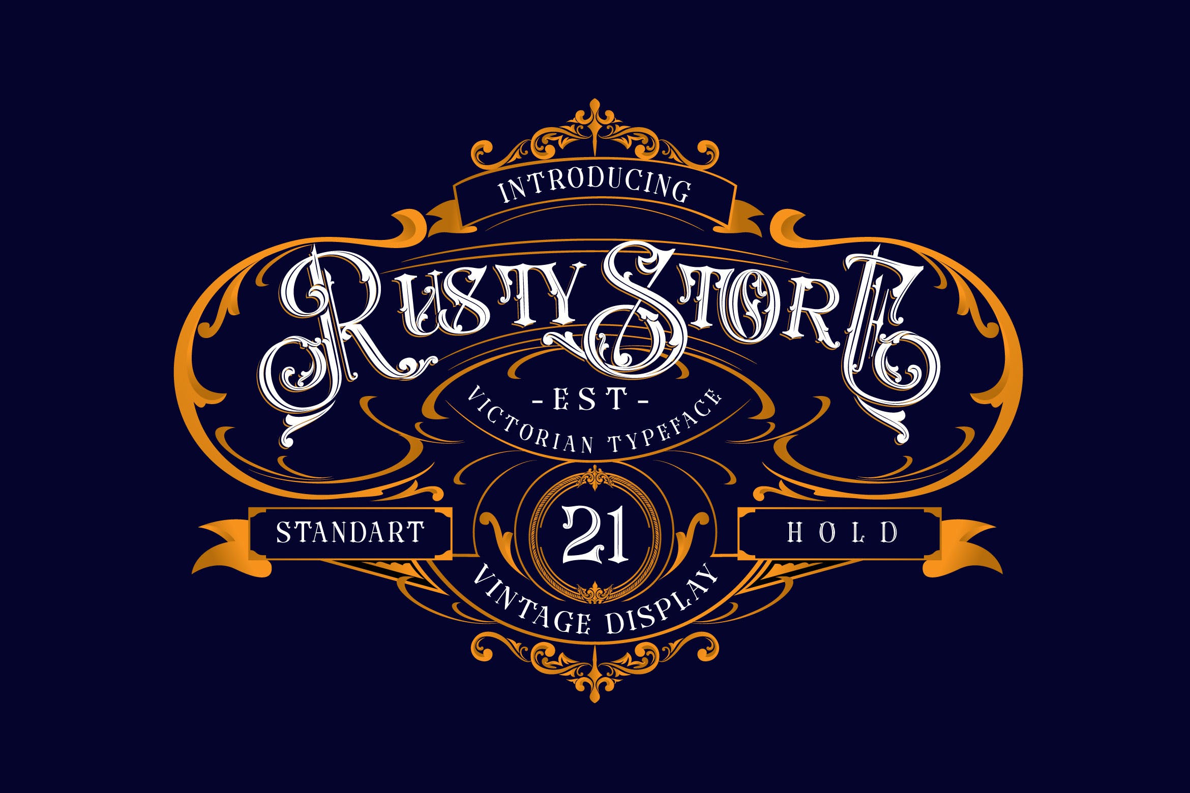 復古優雅雜誌海報徽標logo設計襯線英文字體rustystore