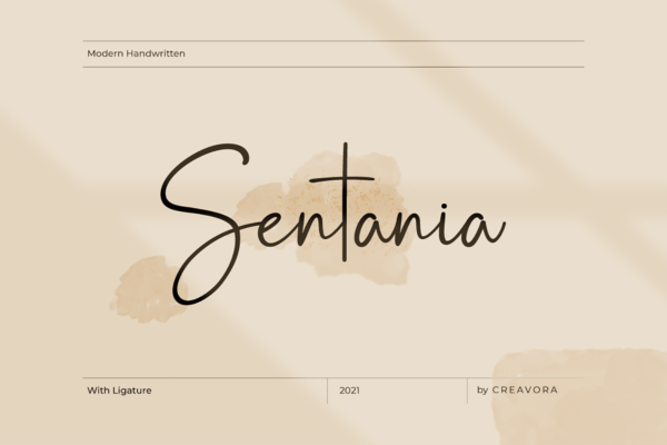 优雅杂志海报徽标logo设计手写英文字体素材 Sentania Handwriting Font