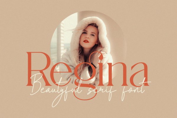 时尚优雅杂志品牌徽标logo设计衬线英文字体 Regina