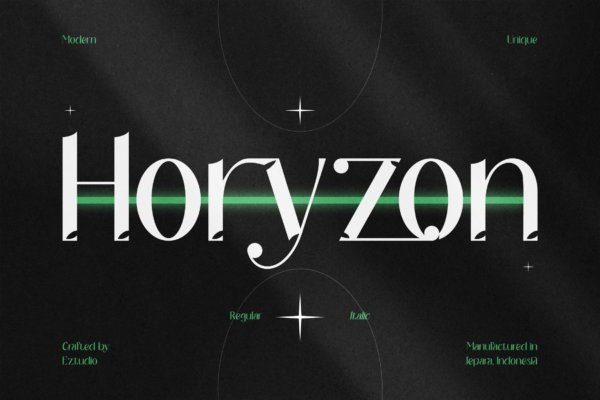现代杂志海报标题设计无衬线英文字体Modern and Unique Font – Horyzon