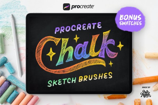 干粉笔艺术绘画效果iPad Procreate笔刷素材 Procreate Chalk Sketch Brushes