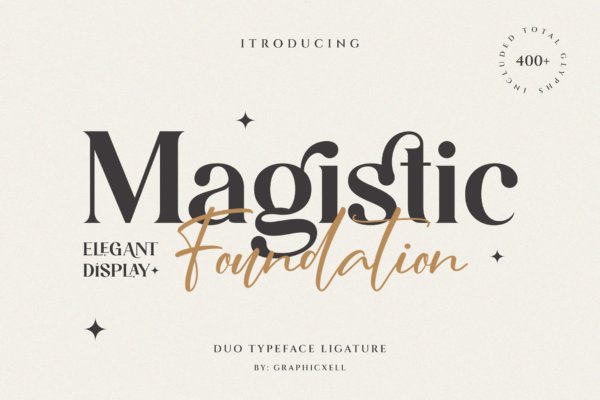 时尚品牌标志徽标logo设计英文字体 Magistic – Duo Ligature Typeface