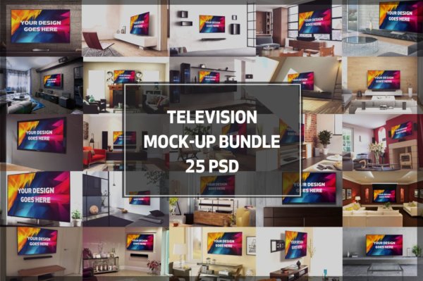 25个电视Led屏幕演示样机PSD模板合集 Television Display Mock-up Bundle#2