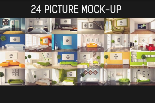 24个室内海报相片艺术品展示样机PSD模板素材 24 Picture Mock-up Bundle#2