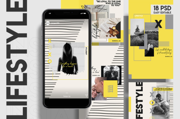 现代优雅INS风品牌推广新媒体电商海报模板 LIFESTYLE Modern Instagram Template