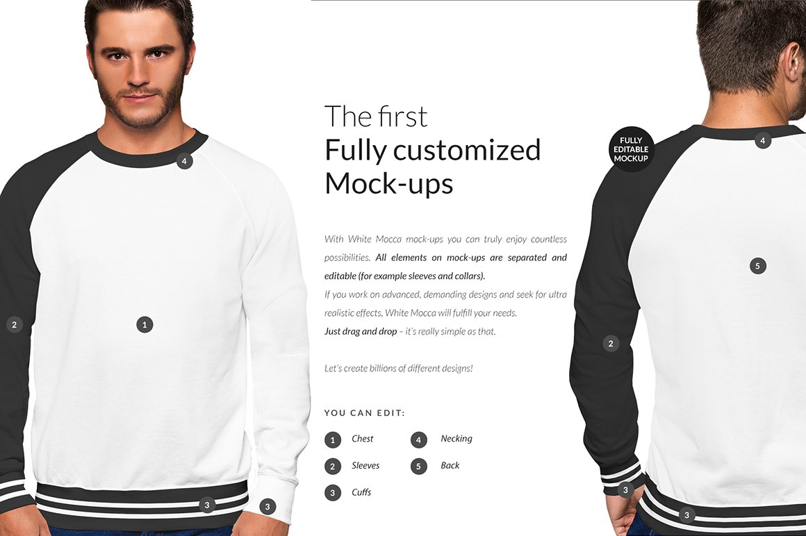 22个极简男士插肩造型半袖T恤设计展示样机模板合集 Men Raglan T-shirt Mock-ups Set插图1