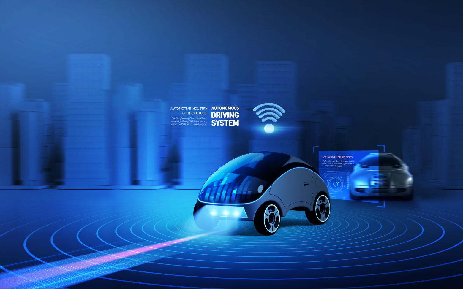 12款未来汽车智能科技自动驾驶自动刹车传单海报设计psd模板素材