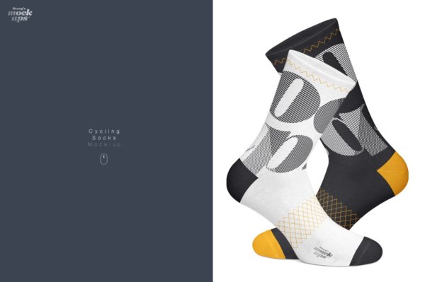 高品质骑行袜子印花图案设计贴图样机 Cycling Socks 3 Types Mockup