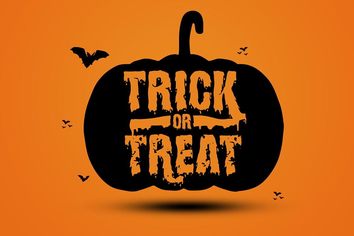 万圣节主题品牌海报徽标logo设计衬线英文字体 hollows