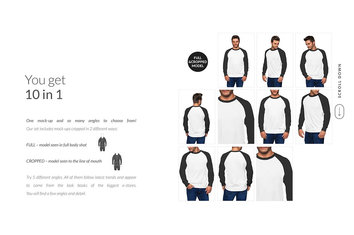 22个极简男士插肩造型半袖T恤设计展示样机模板合集 Men Raglan T-shirt Mock-ups Set插图4