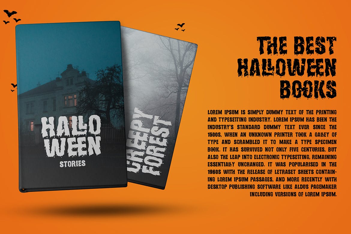 万圣节主题品牌海报徽标logo设计衬线英文字体 hollows