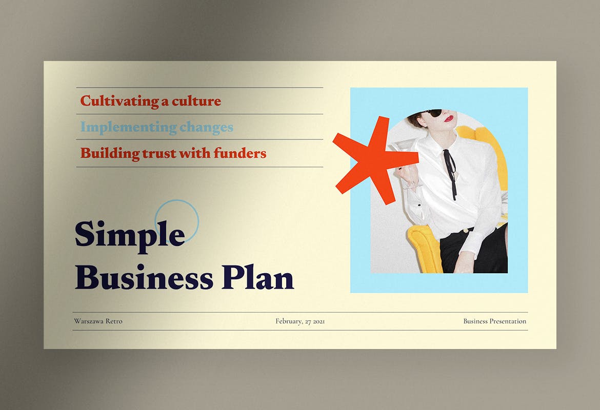 复古企业营销策划图文排版设计ppt模板 Warszawa – Bright Retro Business Presentation插图5